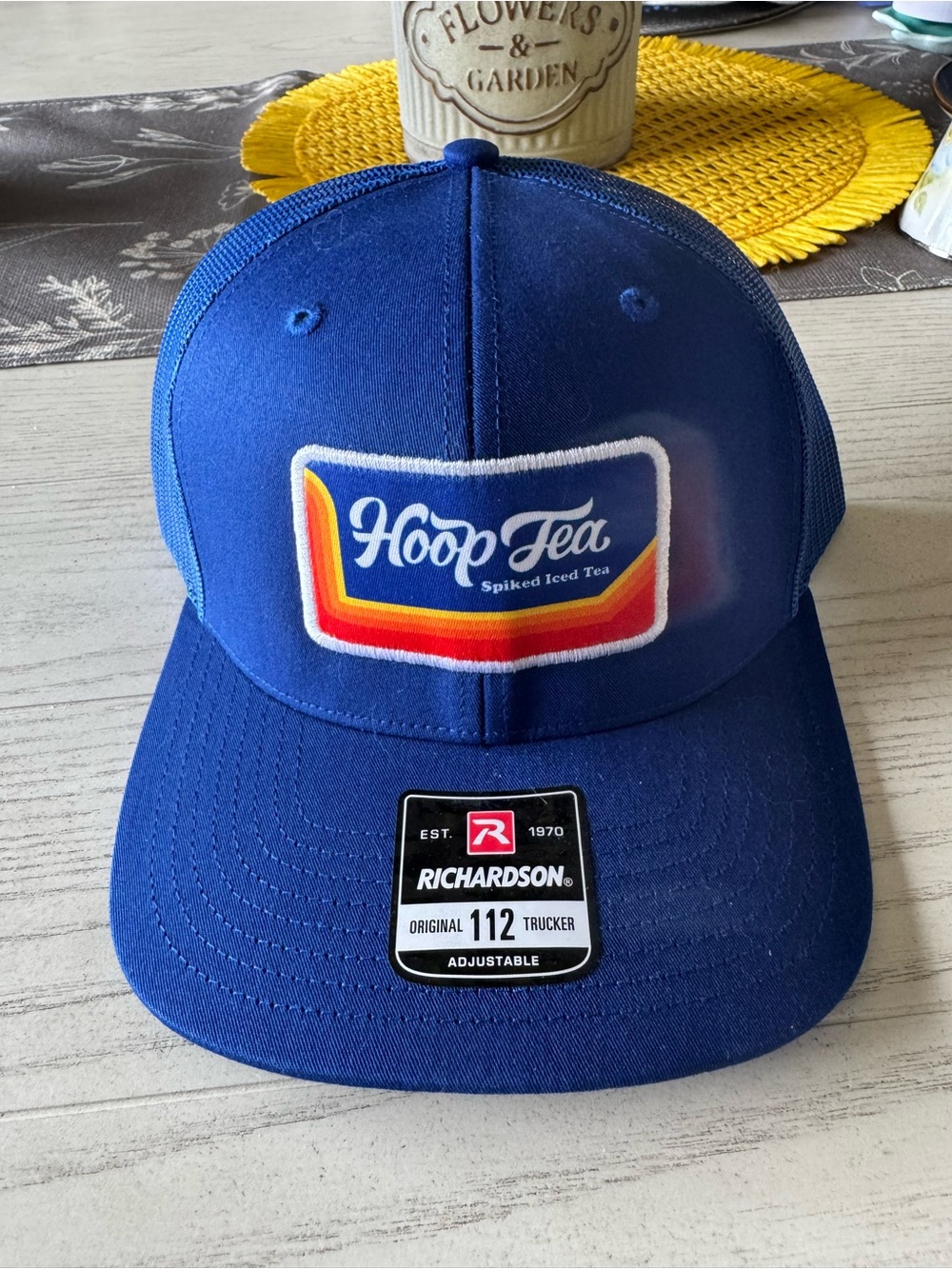 Hoop Tea Richardson 112 Trucker Hat - Blue with Rainbow Patch